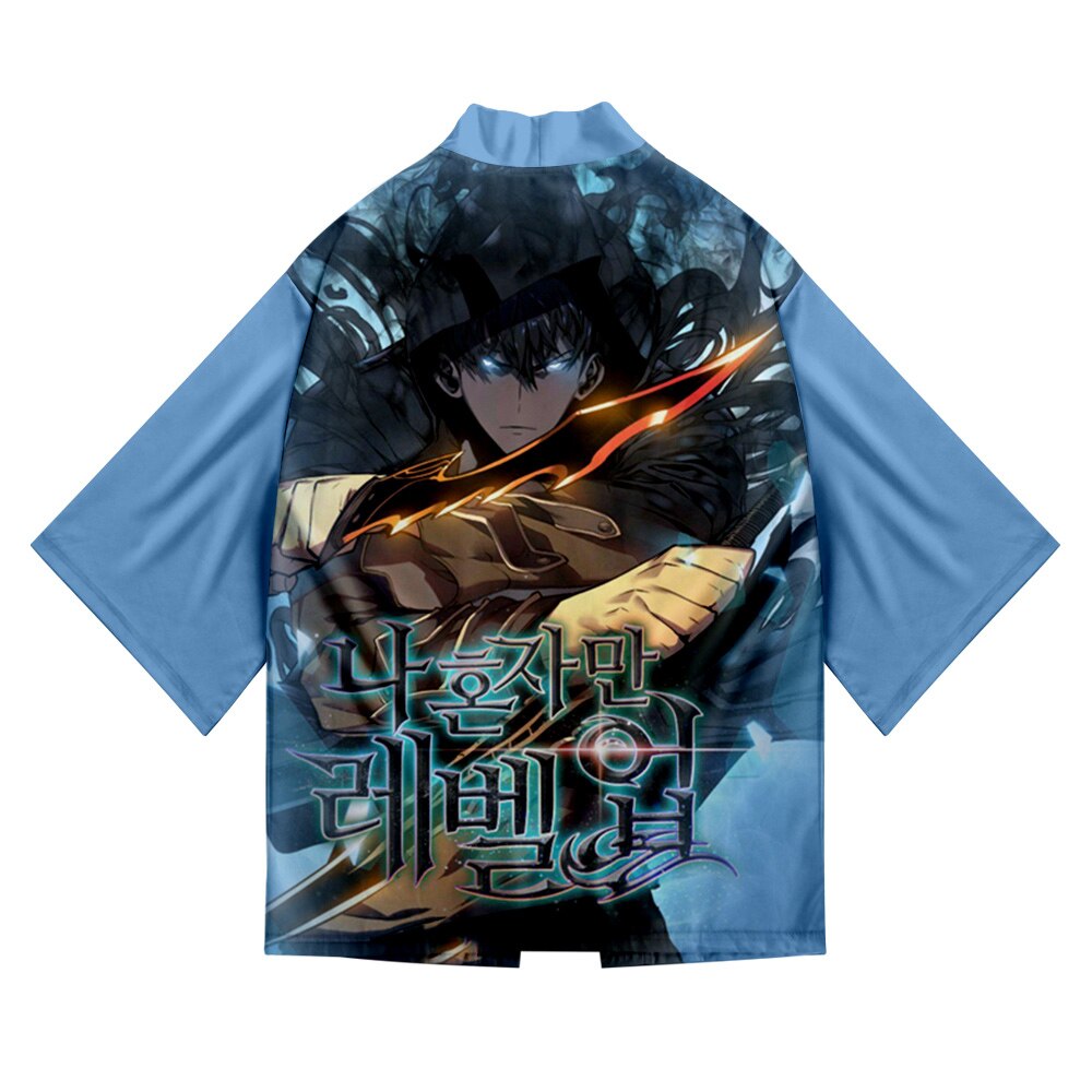 Solo Leveling Kimono 3D Printing cool kimono men's Loose Short sleeve Japanese Clothes Oversized