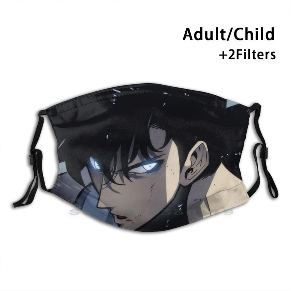 Solo Leveling Face Masks Sung Jin - Woo Adult Kids Washable Funny Face Mask With Filter