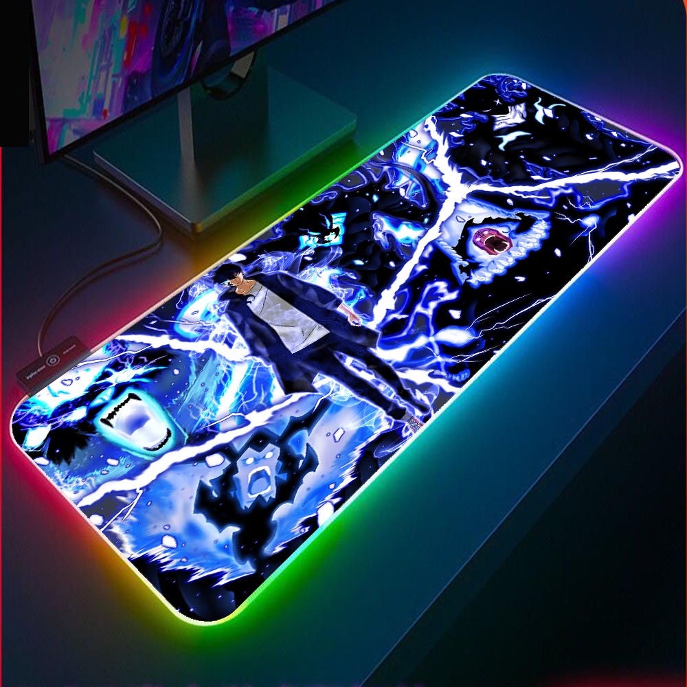 Solo Leveling Mouse Pads Gamer RGB Mouse Pad Laptop Gaming Keyboard Locked Office Desk LED