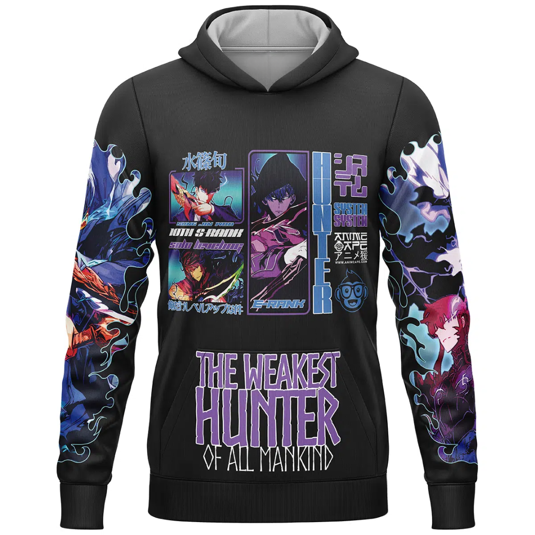 Solo Leveling Hoodies – The Weakest Hunter Graphic 1 - Solo Leveling Merch Store Solo Leveling Hoodies – The Weakest Hunter Graphic
